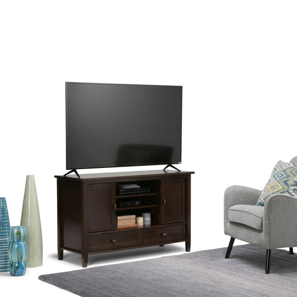 Tobacco Brown Solid Pine 47" TV Media Stand with Cabinets