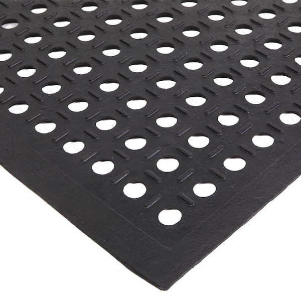 Bar Kitchen Industrial Multi-Functional Anti-Fatigue Drainage Rubber Floor Mat Indoor and Outdoor in Black