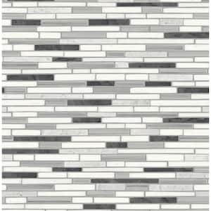 Faux Wrought Iron and Grey Mosaic Strip Tile 20.5 in. x 18 ft. Peel and Stick Wallpaper