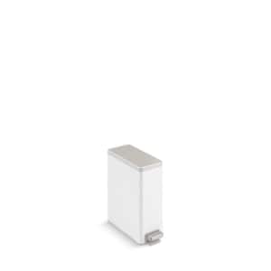 2.5 Gal. Small Trash Can with Quiet-Close Lid and Hand Free Foot Pedal in. White