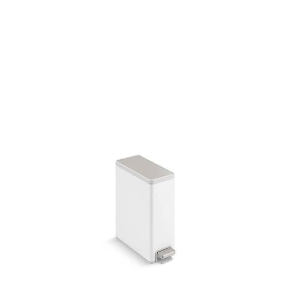 Dracelo 2.5 Gal. Small Trash Can with Quiet-Close Lid and Hand Free Foot Pedal in. White