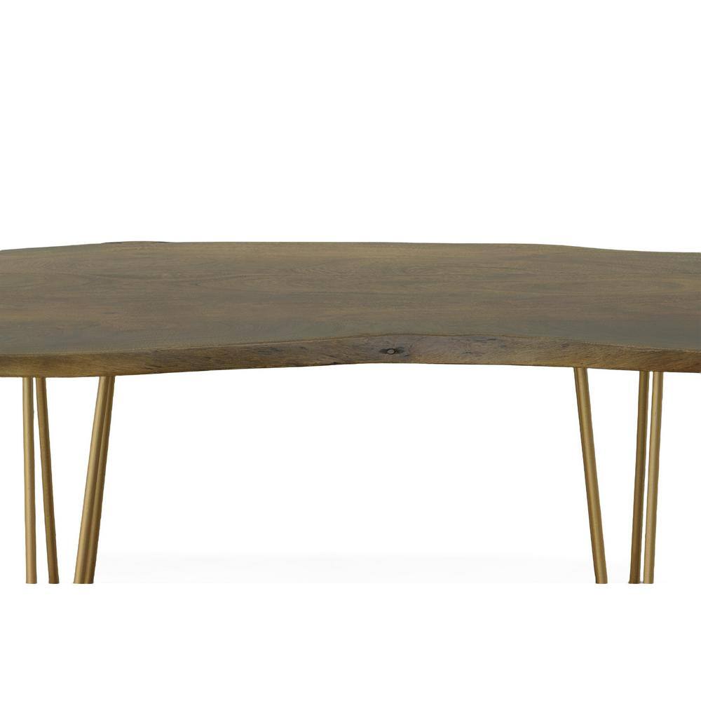 Seti Acacia Live Edge Rectangular Coffee Table in Elm and Gold