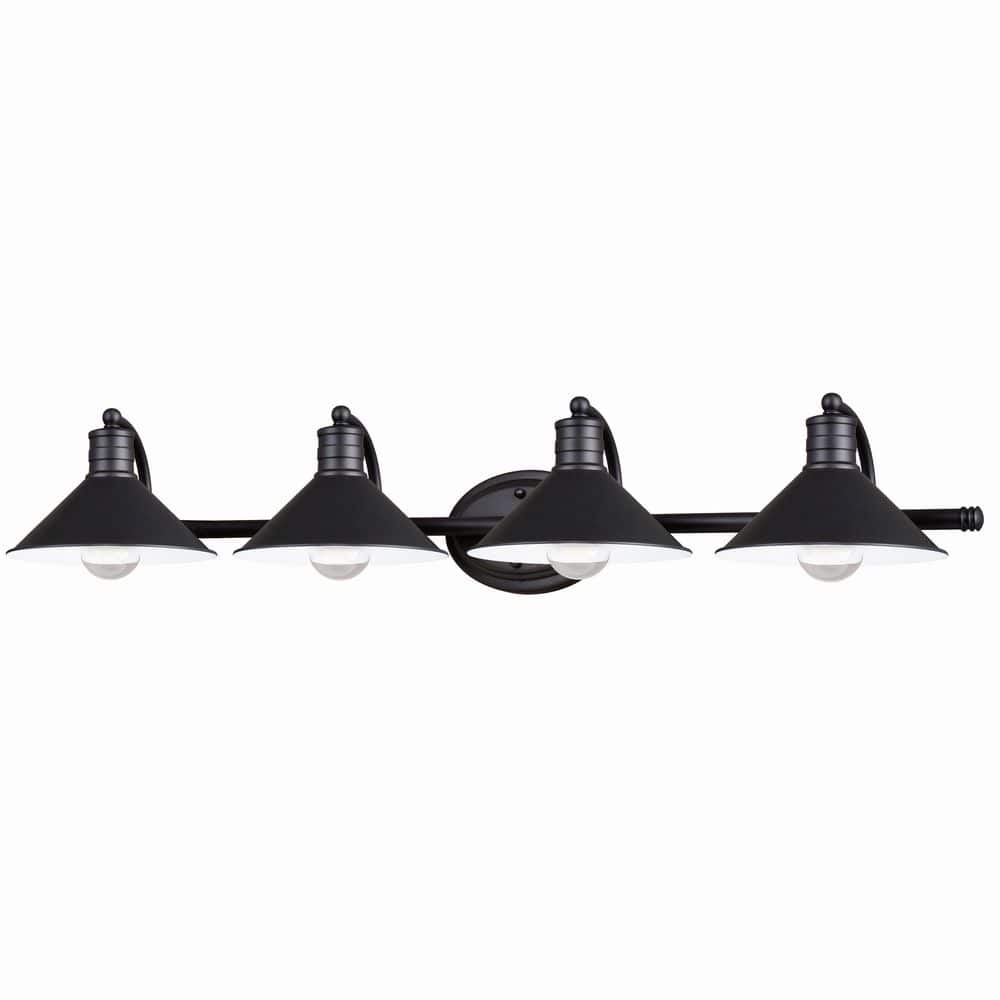 Akron 38'' Oil Rubbed Bronze and Matte White Modern Farmhouse Vanity Light