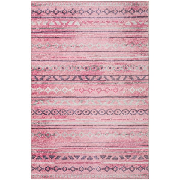 Addison Rugs Yuma Pink 10 ft. x 14 ft. Geometric Indoor/Outdoor Washable Area Rug