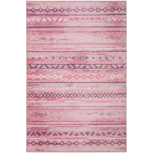 Addison Rugs Yuma Pink 5 ft. x 7 ft. 6 in. Geometric Indoor/Outdoor Washable Area Rug