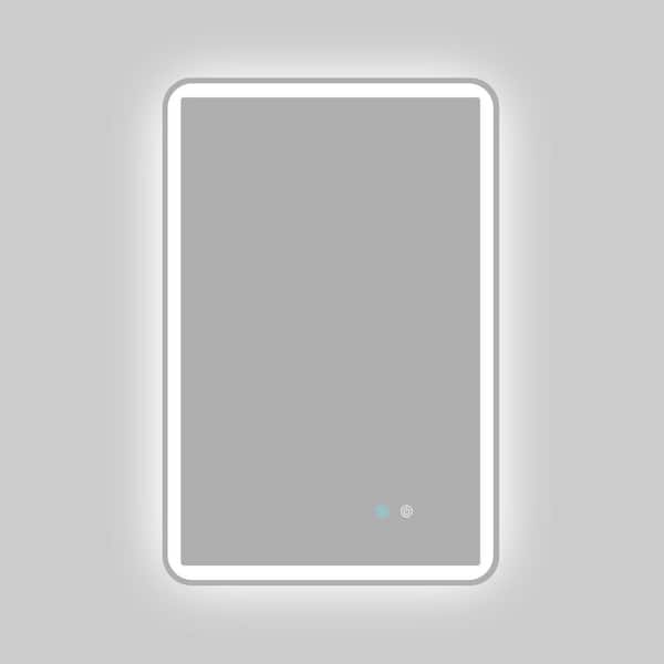 Zeafive Mac 24 in. W x 36 in. H Rectangular Frameless Backlit Defogger Wall Mounted LED Light Bathroom Vanity Mirror in Silver