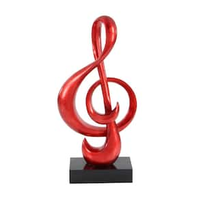 7 in. x 33 in. Red Polystone Music Sculpture with Black Base