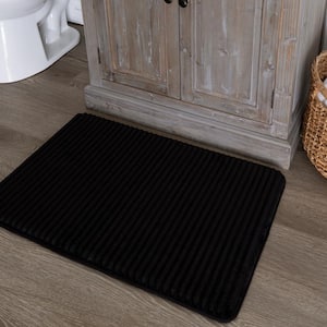 Roswell 20 in. x 30 in. Rich Black Polyester Machine Washable Bath Mat