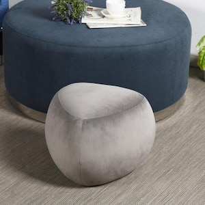 River Rock Charcoal Gray Polyester Triangle Small Pouf