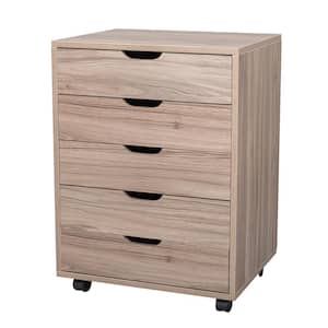 Wooden Oak File Cabinet Mobile Storage Cabinet with 5-Drawer