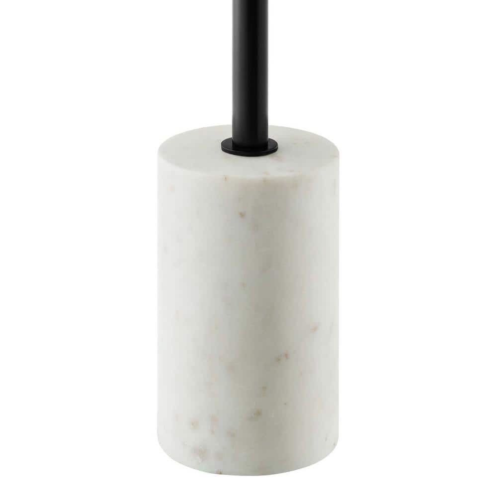 Black Iron Round Side Table with White Marble Base