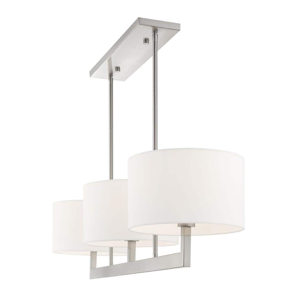 Hayworth Contemporary Brushed Nickel 3-Light Linear Chandelier
