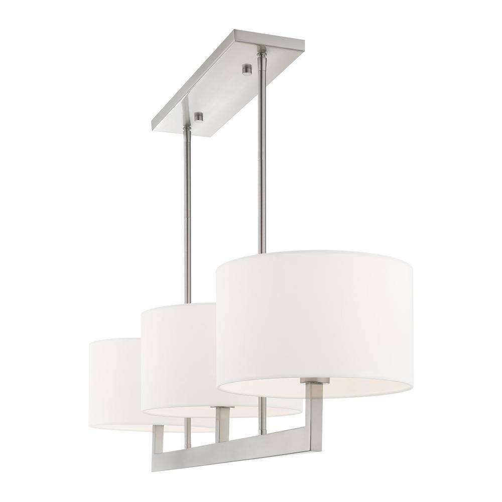 Hayworth Contemporary Brushed Nickel 3-Light Linear Chandelier