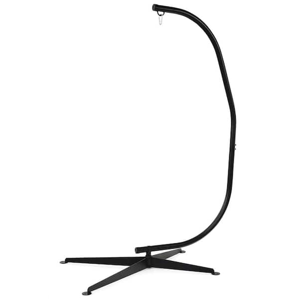 6.79 ft. Solid Steel Metal C-Shape Hammock Stand in Black