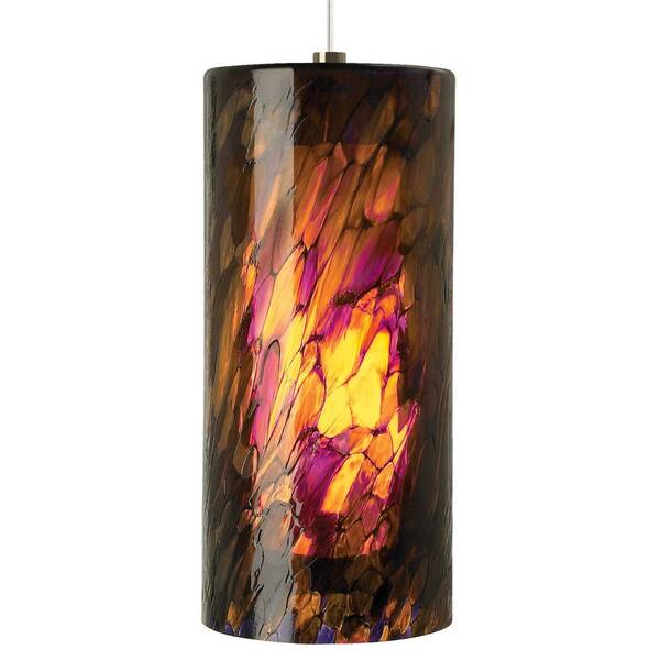 Generation Lighting Abbey Grande 1-Light Satin Nickel Amber-Purple Incandescent Hanging Pendant