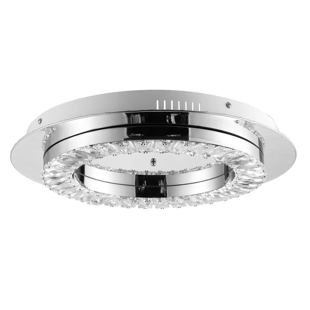 Cristal 18" Chrome and Crystal LED Flush Mount Light