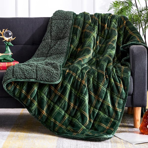 Rejuve Hunter Green Velvet To Sherpa Reverse 50 In X 60 In 10 Lbs Weighted Throw Blanket Wb Velsh Grn10 The Home Depot