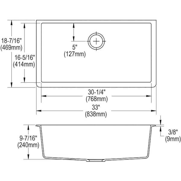 Elkay Quartz Classic 33 inch Undermount Sink, Mocha ELGUAD3319PDMC0