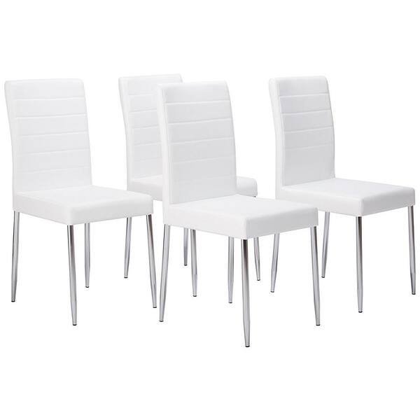 Signature Homes Renee White Faux, White Leather Parsons Chairs