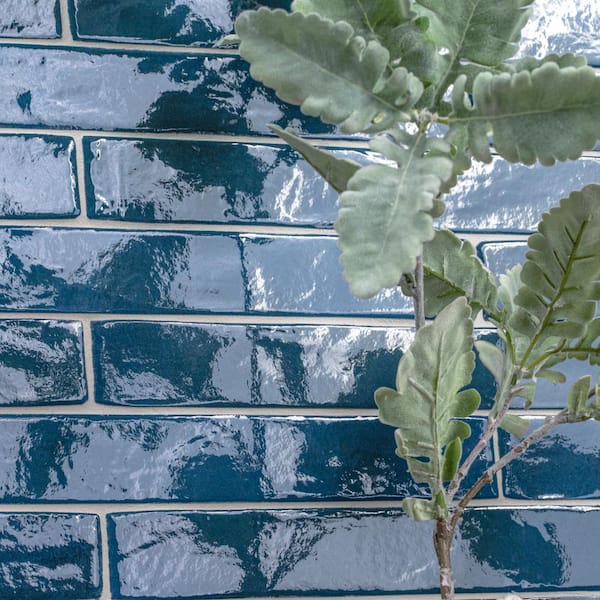 Maestro Navy Brick 2 in. x 18 in. Polished Porcelain Floor and Wall Tile (8 sq. ft./Case)