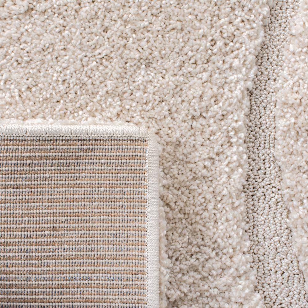 Cream Beige Rectangular Shag 6' x 9' Synthetic Rug