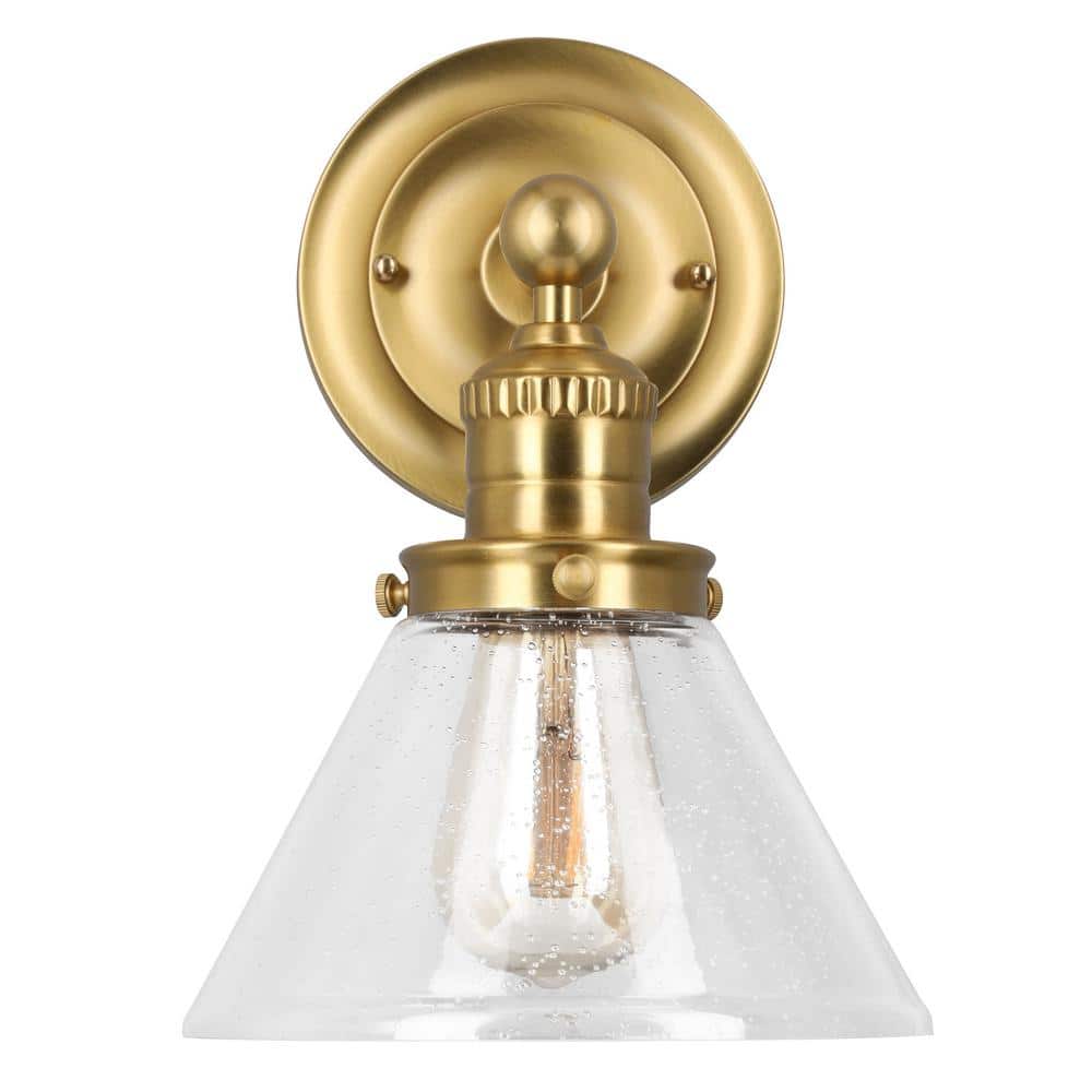 Augustin Satin Gold Transitional Seedy Glass Wall Light
