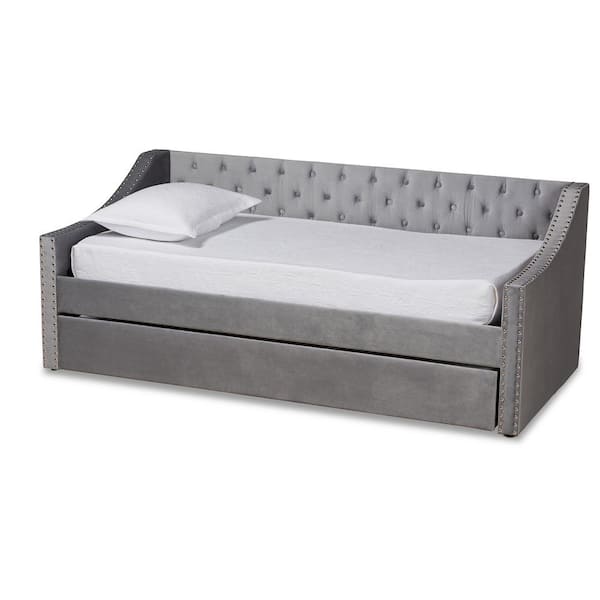 Baxton Studio Raphael Grey Twin Daybed with Trundle