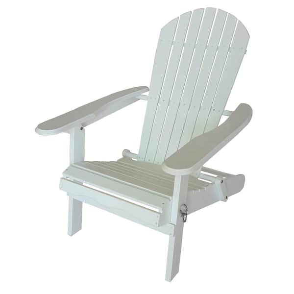Hampton Bay Acacia White Folding Wood Outdoor Adirondack Chair (1-Pack)