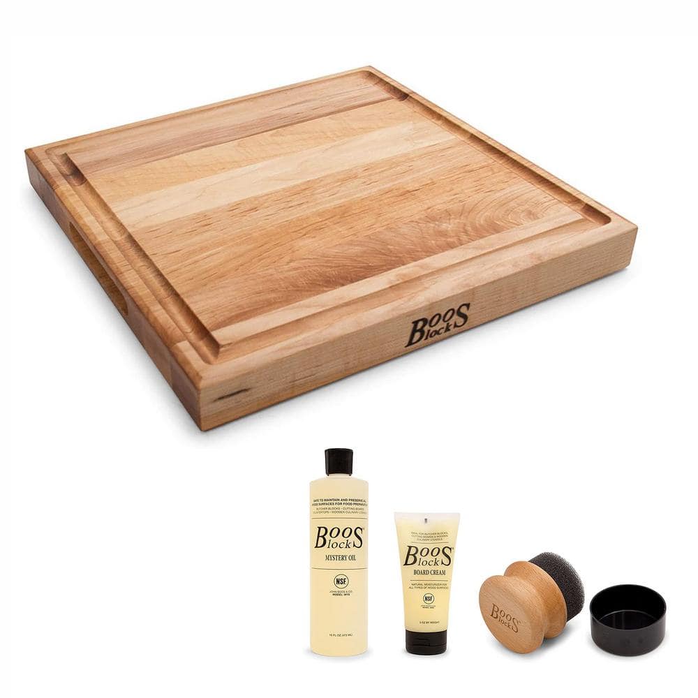 JOHN BOOS Block Square Cutting Board Bundle With 3 Piece Care And   Natural John Boos Cutting Boards Cb1052 1m1515175 Myscrmapp 64 1000 