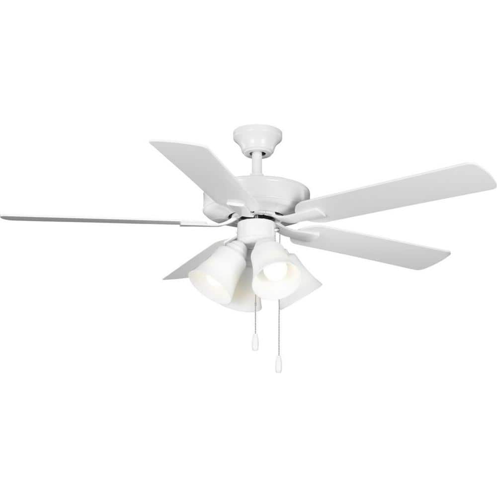 52" White Brushed Nickel 5-Blade Ceiling Fan with Lighting and Remote