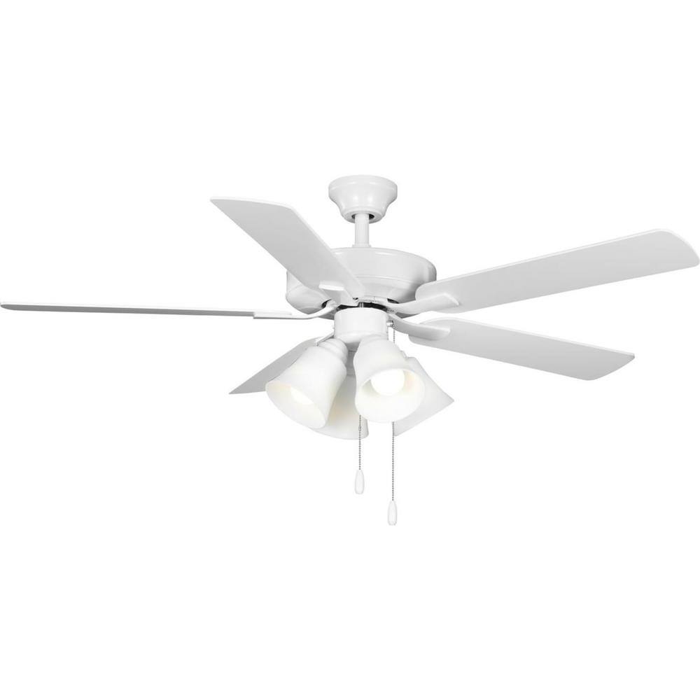 AirPro 52" White and Antique Wood Ceiling Fan with LED Light