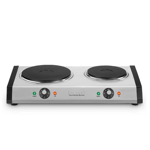 2-Burner 8 in. Cast Iron Stainless Steel Hot Plate with Temperature Control