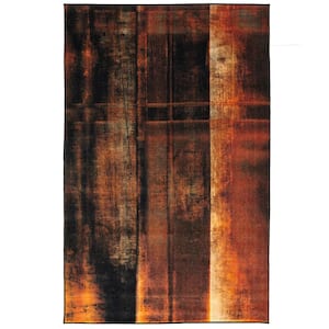Rustburn Brown 5 ft. x 8 ft. Abstract Area Rug