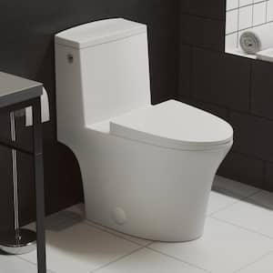 Hugo 1-Piece 1.1/1.6 GPF Dual Touchless Flush Elongated Toilet in White, Seat Included