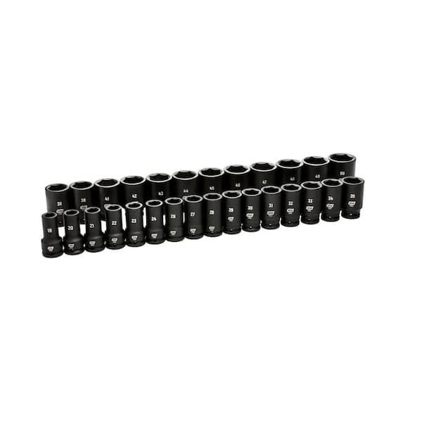 GEARWRENCH 3/4 in. Drive 6-Point Deep Metric Impact Socket Set