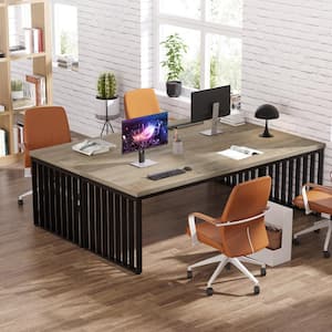 Moronia 78.8 in. Extra Long Computer Desk Gray 2 Person Desk, Rectangle Workstation Study Desk with Metal Frame