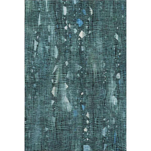 Mayfield Premium Machine Washable Abstract AMF2092 Teal 5 ft. x 7 ft. 6 in. Area Rug