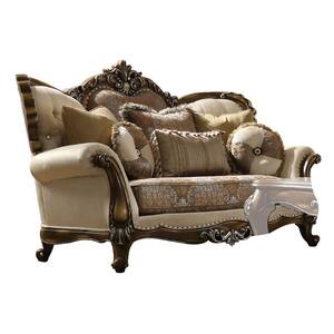 39.5 in. Brown Solid Fabric 2-Seater Loveseat with 5 Pillows