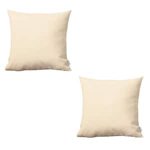 Boho-Chic Handcrafted Jacquard Ivory 18 in. x 18 in. Square Solid Throw Pillow Cover Set of 2