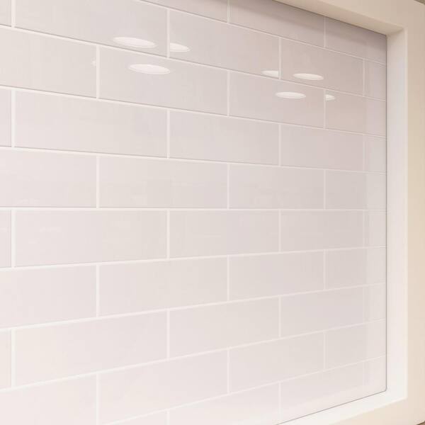 Rose Pale Pink 4 in. x 12 in. Wall Glossy Subway Glass Tile (5 sq. ft
