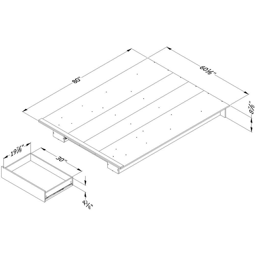 Black Oak Queen Platform Bed with Single Drawer