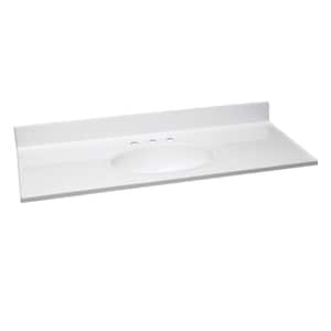 49 in. W x 22 in. D Cultured Marble Vanity Top in Solid White with Solid White Basin and 8 in. Centerset Faucet Spread