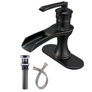 Waterfall Single Hole Single-Handle Low-Arc Bathroom Faucet in Oil Rubbed Bronze