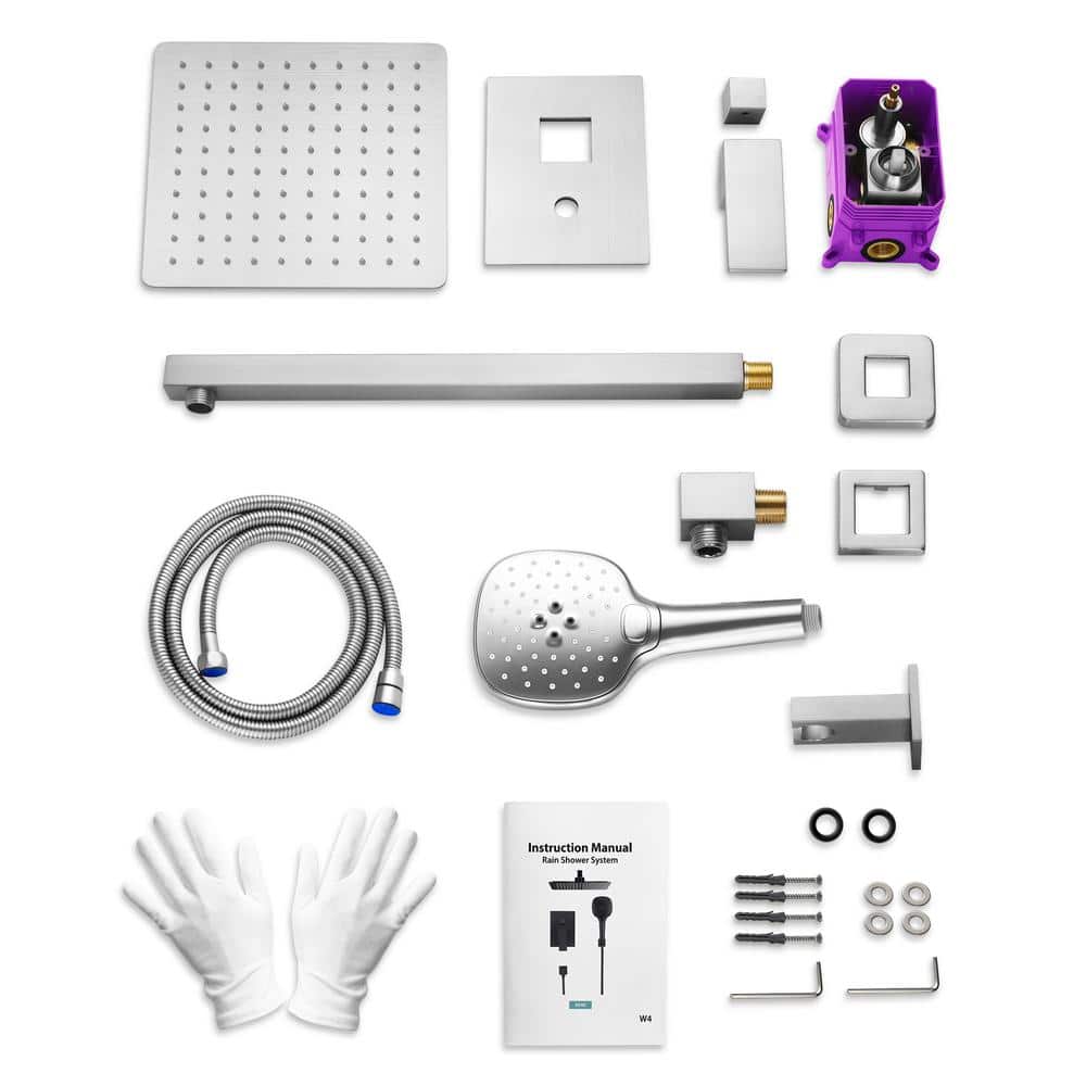 Nickel Wall Mounted Adjustable Rain Shower System with Handheld
