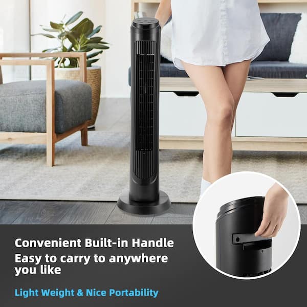 40 in. Oscillating Tower Fan Black with 3-Wind Modes and 4
