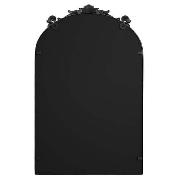 19 in. W x 30 in. H Large Arched Traditional Mirror Metal Framed Antique Mirror Wall Bathroom Vanity Mirror in Black