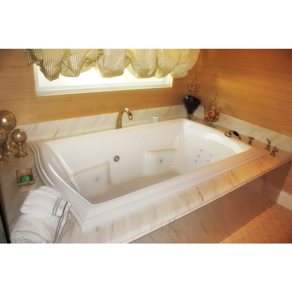 Modern White Acrylic Drop-in Bathtub with Jets