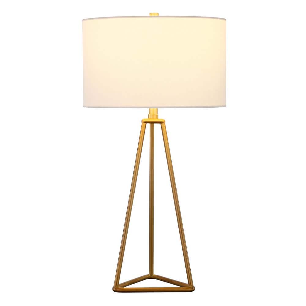 Gino 26" Brass Table Lamp with Off-White Fabric Shade - Smart Home Compatible