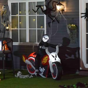 5.5 ft. LED Grim Reaper Flaming Motorcycle Halloween Inflatable