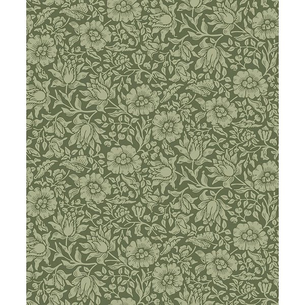 A-Street Prints Green Mallow Floral Vine Non-Pasted Non Woven Wallpaper Sample